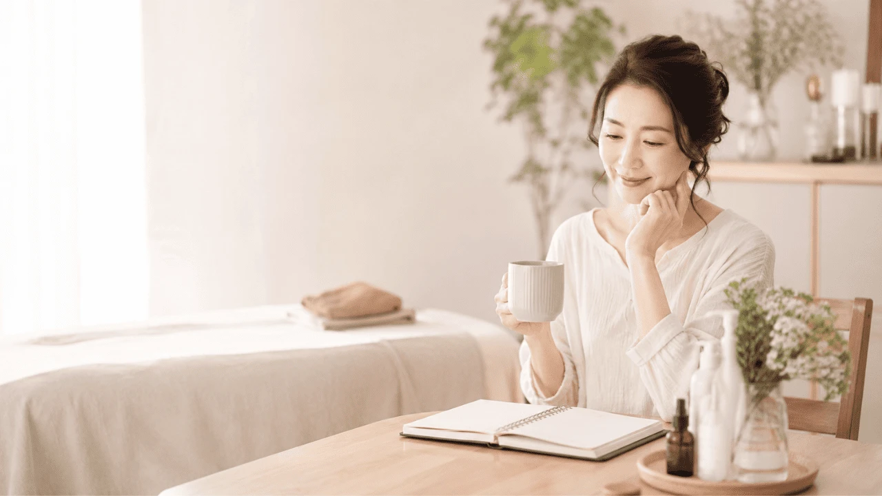 春日市JIYU-肌愈で自分のペースでフェイシャルエステに通う女性のイメージ